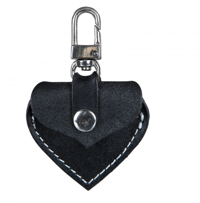 Adresier Pentru Zgarda, Forma Inima, Piele, 5.5x5 cm, Negru, 19721	 [2]
