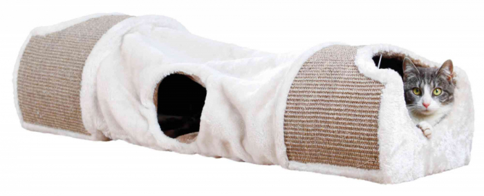 Tunel De Zgariat Pentru Pisici, 110x30x38 cm, Gri Deschis/Maro, 43004 [1]