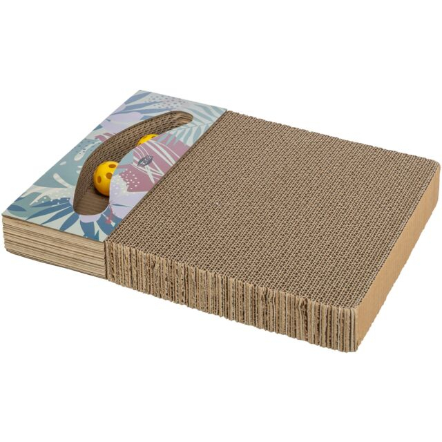 Carton de Zgariat, cu Doua Mingi si Catnip, 38 x 5 x 30 cm, Multicolor, 48006 [4]