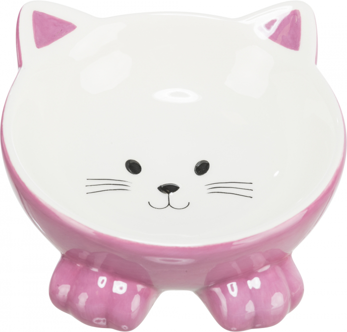 Castron Ceramic Pentru Pisici, Ridicat, Forma Ergonomica, 0.15 l/14 cm, Diferite Culori, 24807 [1]