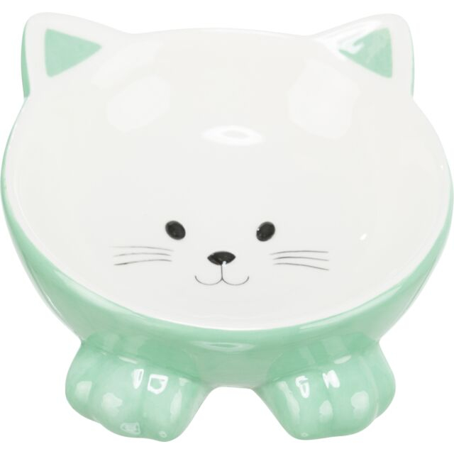Castron Ceramic Pentru Pisici, Ridicat, Forma Ergonomica, 0.15 l/14 cm, Diferite Culori, 24807 [5]