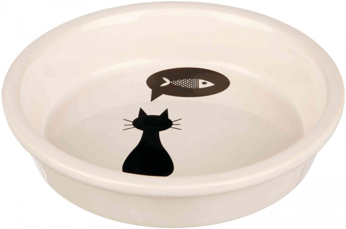 Castron Ceramic Pentru Pisici, 0.25 l/13 cm, Alb, 24499 [1]