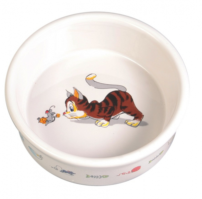 Castron Ceramic Pentru Pisici, 0.2 l/11 cm, Alb, 4007 [2]