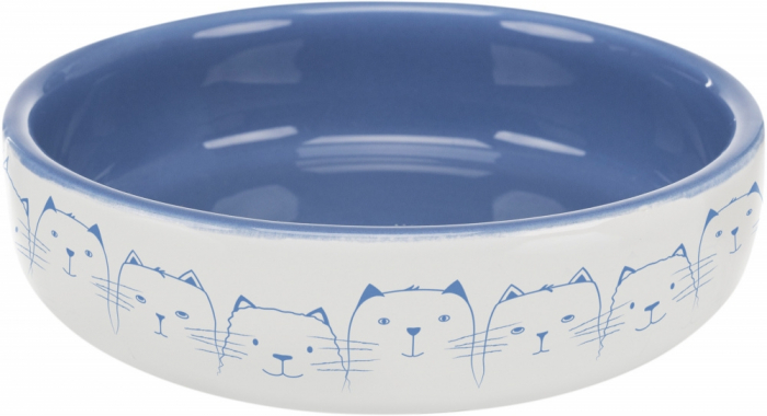 Castron Ceramic Pentru Pisici, 0.3 l/ 15 cm, Albastru/Alb, 24770 [2]