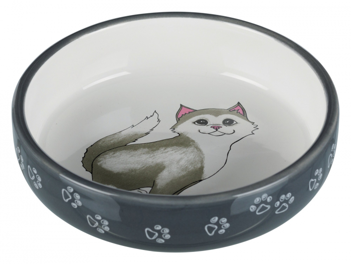 Castron Ceramic Pentru Pisici, 0.3 l/ 15 cm, Gri, 24784 [2]