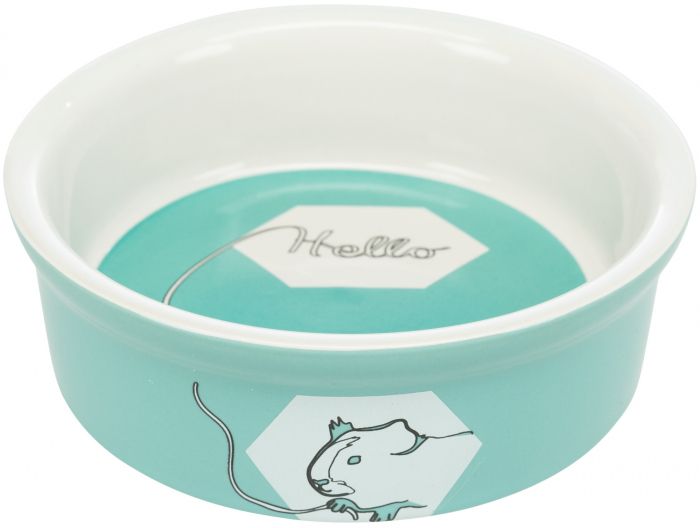 Castron Ceramic Pentru Porcusori de Guineea, Hello, 240 ml/ 12 cm, Diferite Culori, 60735 [5]