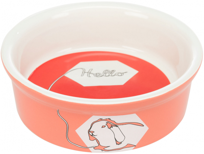 Castron Ceramic Pentru Iepuri, Hello, 240 ml/ 12 cm, Diferite Culori, 60736 [2]