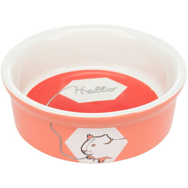 Castron Ceramic Pentru Porcusori de Guineea, Hello, 240 ml/ 12 cm, Diferite Culori, 60735 [2]