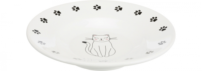 Castron Ceramic Pentru Pisici, 0.2 l/ 15 cm, Alb, 24651 [1]