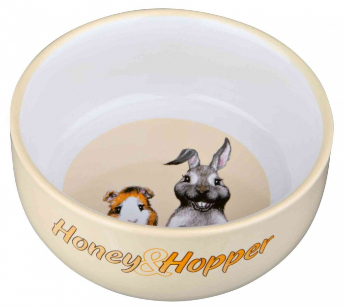 Castron Ceramic Pentru Cobai/Iepuri, Honey & Hopper, 250 ml/11 cm, Diferite Culori, 60808 [1]