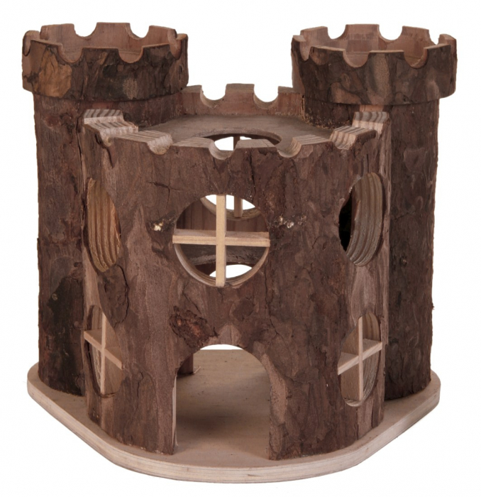 Casuta Castel Pentru Hamsteri, Matti, Lemn, 19x14x15 cm, Maro, 6168	 [2]