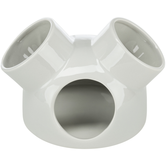 Casuta Ceramica Pentru Rozatoare, Cu 3 Intrari, 16x12 cm, Gri, 61364	 [1]