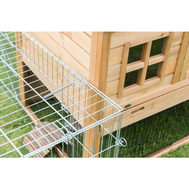 Cusca De Exterior Pentru Rozatoare, Cu Spatiu De Joaca, Lemn, 151x107x80 cm, Maro, 62335	 [6]