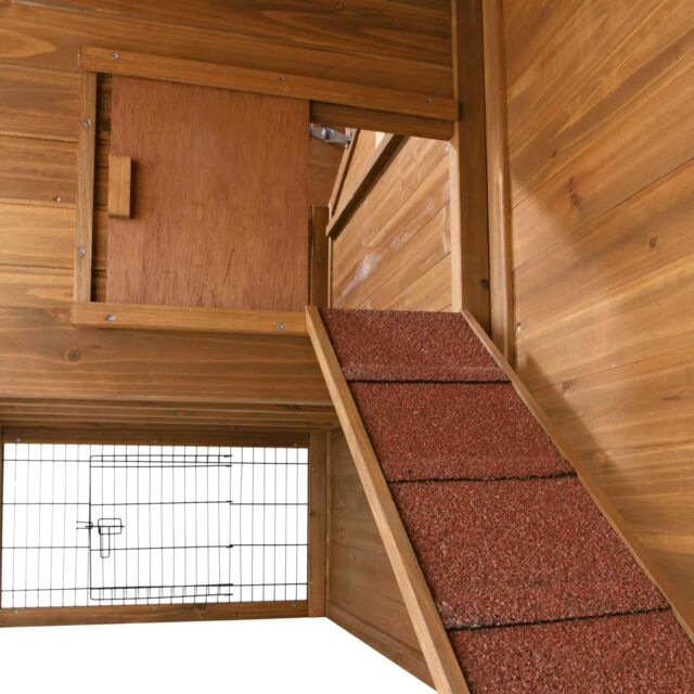 Cusca De Exterior Pentru Rozatoare, Cu Spatiu De Joaca, Lemn, 151x107x80 cm, Maro, 62335	 [3]