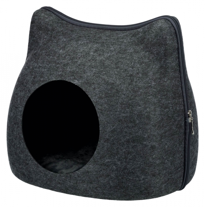 Cos Soft Cu Fermoar, Forma Cap Pisica, 38x35x37 cm, Antracit, 36318	 [2]