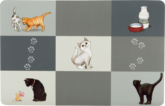 Servet Patchwork Cat Pentru Castron, Pisici, Plastic 44 x 28cm, Gri, 24579 [1]