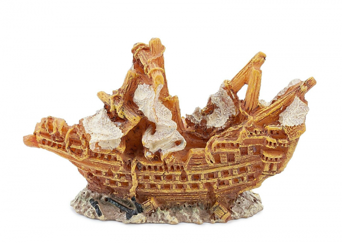 Decor Pentru Acvariu, Nava Naufragiata, 6.5x2.5x4.5 cm, R102 [1]