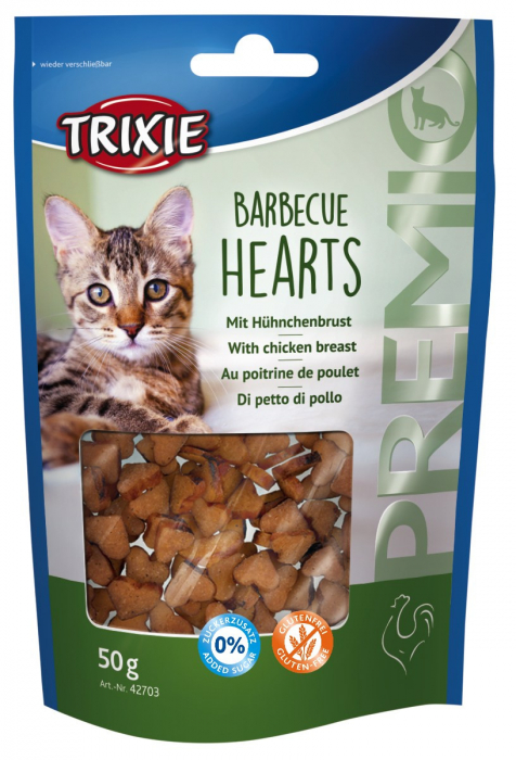 Recompense Pentru Pisici, Premio, Inimoare Barbecue Cu Pui,  50 g 42703 [1]