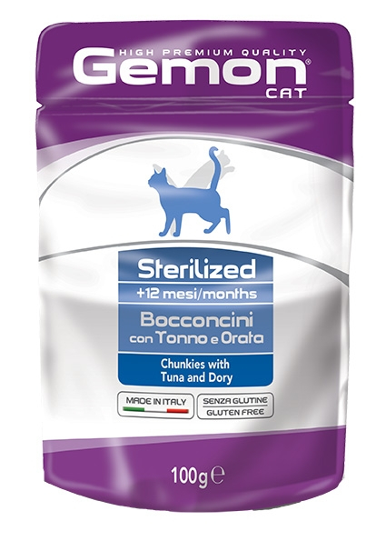 Hrana Umeda Pentru Pisici, Gemon Steril, Cu Ton/Cod, 100 g	 [1]