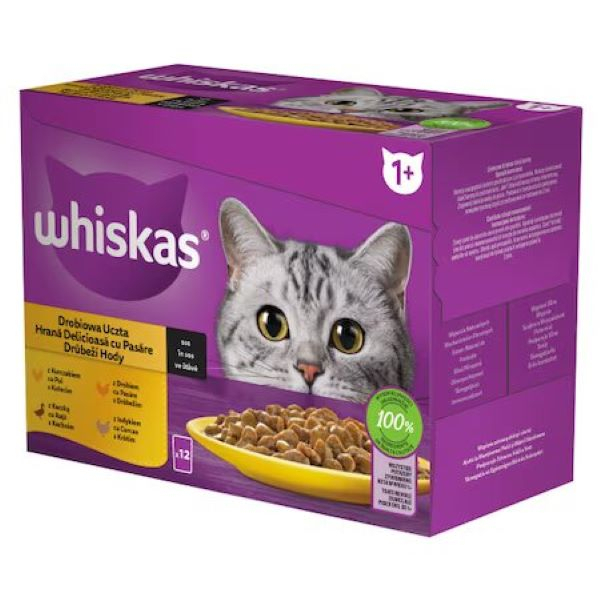 Hrana Umeda Pentru Pisici, Whiskas Delicii Adult, Pasare In Sos, 12x85 g [1]