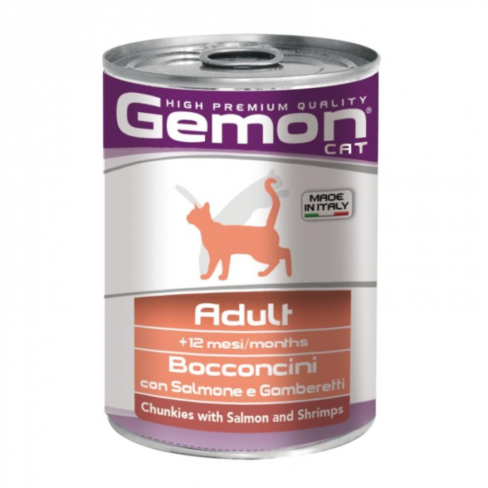 Hrana Umeda Pentru Pisici, Gemon Adult, Cu Somon/Creveti, 415 g	 [2]