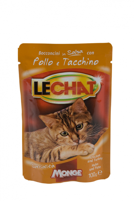 Hrana Umeda Pentru Pisici, Lechat, Cu Pui Si Curcan, 100 g [2]