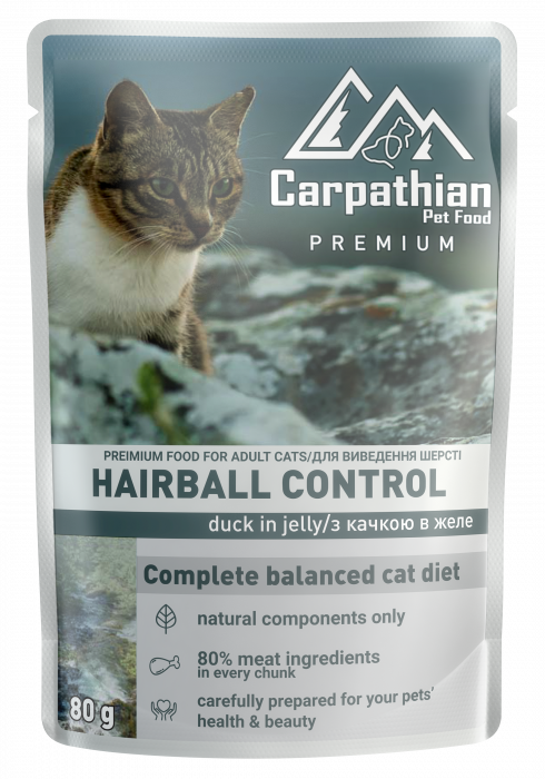 Hrana Umeda Pentru Pisici, Premium Adult, Hairball Control, Cu Rata In Jeleu, 80 g	 [2]