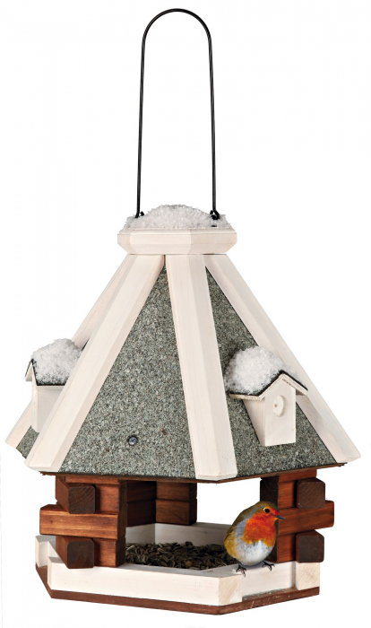Hranitor Exterior, Suspendat, Tip Casuta, Lemn, 36x35 cm, Maro/Alb, 5577	 [2]