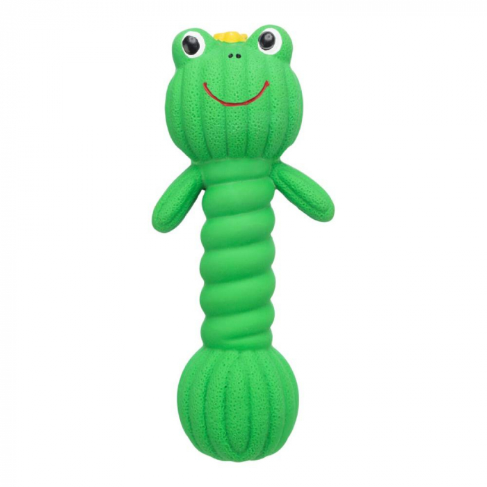Jucarie Pentru Caini, Gantera Broasca, Latex, Cu Sunet, 18 cm, Verde, 34484 [2]