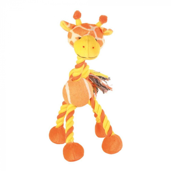 Jucarie Pentru Caini,  Girafa Cu Minge Tenis Si Sfoara, 28 cm, 3578	 [2]