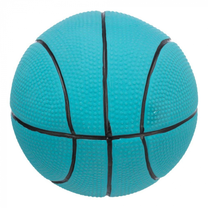 Jucarie Pentru Caini, Minge Basket, Latex, Cu Sunet, 13 cm, Albastru Petrol, 3501	 [2]