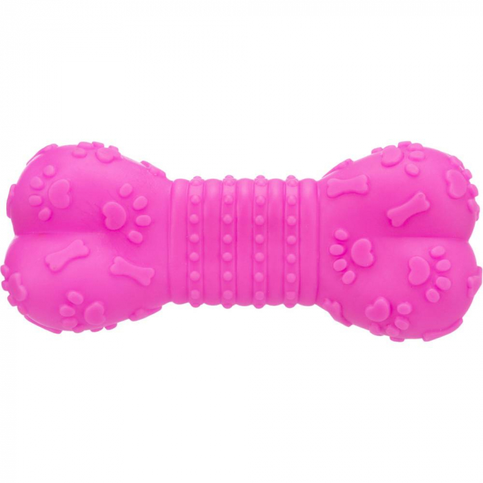 Jucarie Pentru Caini, Os, Vinil, Cu Sunet, 15 cm, Roz, 3374 [2]