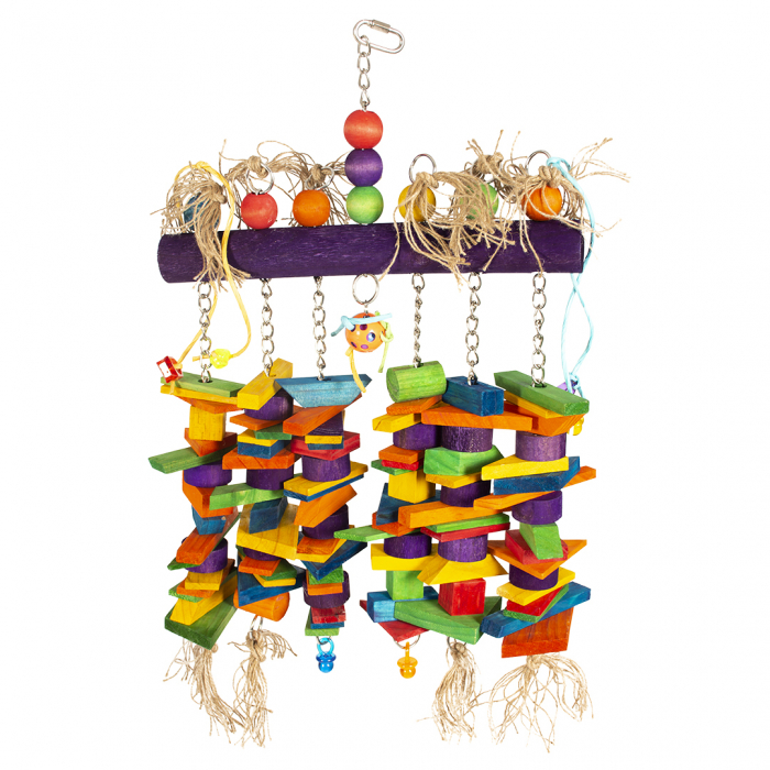  Jucarie Pentru Pasari, Colorata Cu Cuburi De Lemn, 66x42cm, L11576 [1]