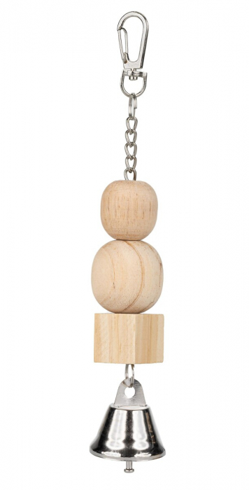 Jucarie Pentru Pasari, Lemn, Cu Clopotel, 12 cm, 025A [2]