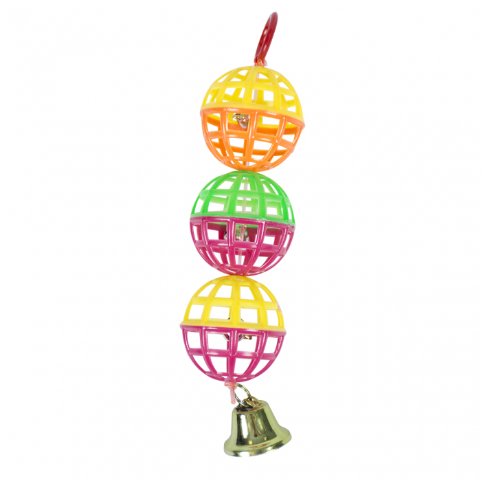  Jucarie Pentru Pasari, Mingi Cu Clopotel, Plastic, 15 cm, L10037 [1]