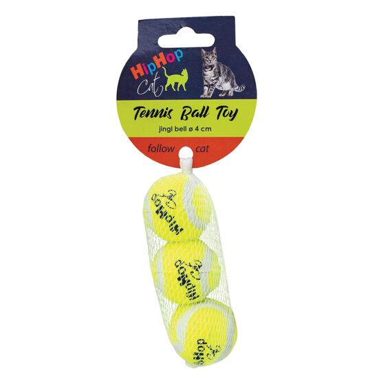 Jucarie Pentru Pisici, HipHop, Minge Tenis, 3 buc, 4 cm, Galben, A16360 [1]