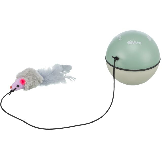 Jucarie Pentru Pisici, Turbinio Minge Cu Motor Si Soarece Pe Banda Elastica, 9 cm, 4564	 [2]
