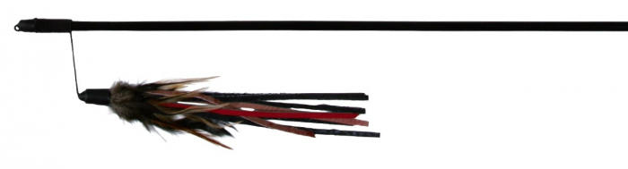 Jucarie Pentru Pisici, Undita Cu Curele Din Piele Si Pene, 50 cm 4550	 [1]