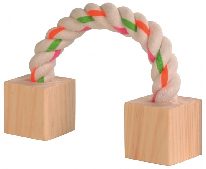 Jucarie Pentru Rozatoare, Sfoara Cu Cuburi De Lemn, 20 cm, 6186	 [2]