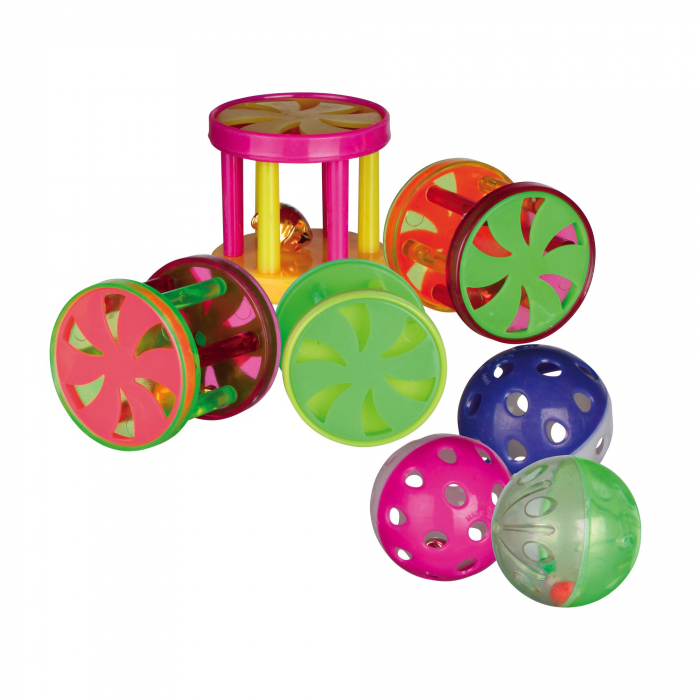 Jucarie Pentru Pisici, Minge Sau Rola, Plastic, Cu Sunet, 4.5 cm 4099	 [1]