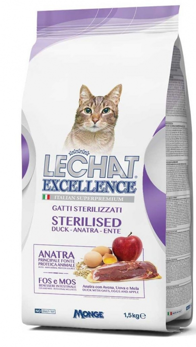 Hrana Uscata Pentru Pisici, LeChat Excellence Steril, Cu Rata, 1.5 kg	 [1]