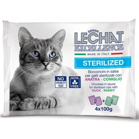 Hrana Umeda Pentru Pisici, LeChat Excellence Steril, Cu Rata/Iepure In Sos, 4x100 g	 [1]