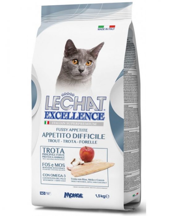 Hrana Uscata Pentru Pisici, LeChat Excellence Appetito Difficile, Cu Pastrav, 1.5 kg	 [1]