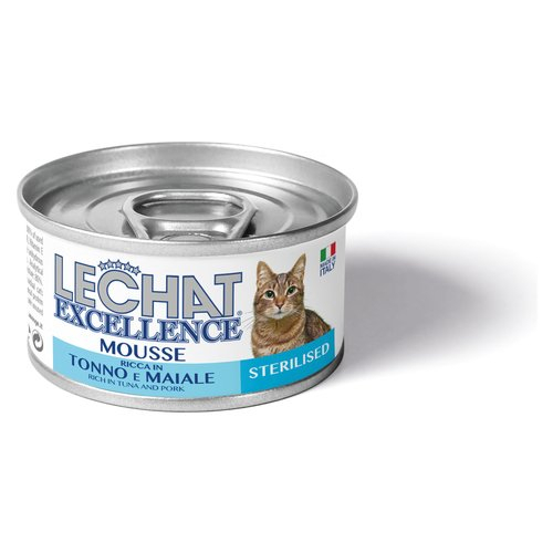 Hrana Umeda Pentru Pisici, LeChat Excellence Steril, Mousse Cu Ton/Porc, 85 g	 [1]