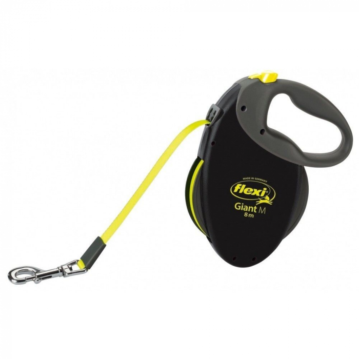 Lesa Flexi Giant, Banda, S-M: 8 m/25 kg, Negru/ Galben Neon, 20927 [1]