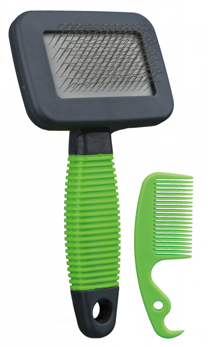 Perie Soft Pentru Rozatoare, Cu Pieptene De Curatat, 7x13 cm, Gri/Verde, 6288 [2]