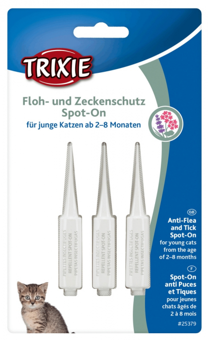 Picaturi Antiparazitare Naturale Pentru Pisici, Spot-On, de la 2-8 luni, 3 x 0.6 ml, 25379 [2]