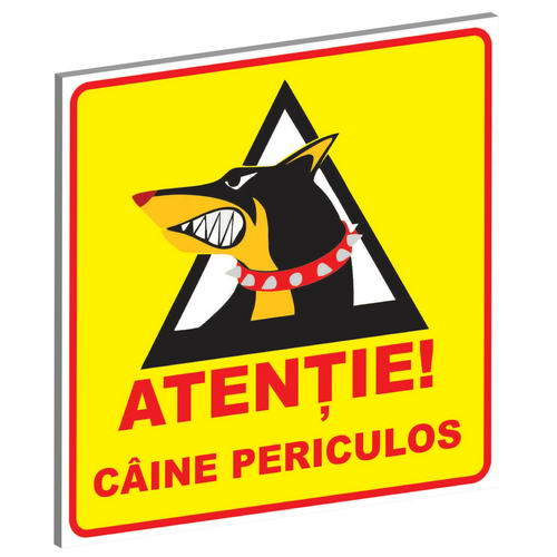 Pliant Pvc "Caine Periculos" 15 x 15 cm (Tip 5) [2]