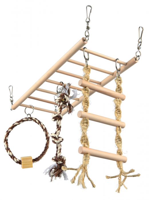 Pod Suspendat Pentru Rozatoare, Cu Jucarii, Lemn, 35x15x15 cm, 6905	 [2]