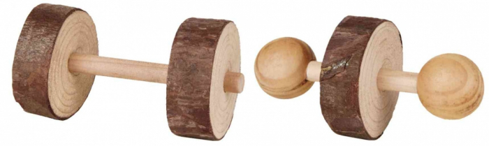 Set Jucarii Pentru Rozatoare, 2 Gantere, Lemn, 4.5x9 cm, 6195	 [1]